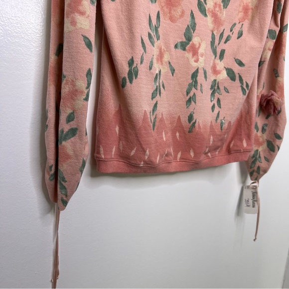 BLUMARINE Floral Pink Rose Appliqué Long Sleeve Top - Picture 4 of 7